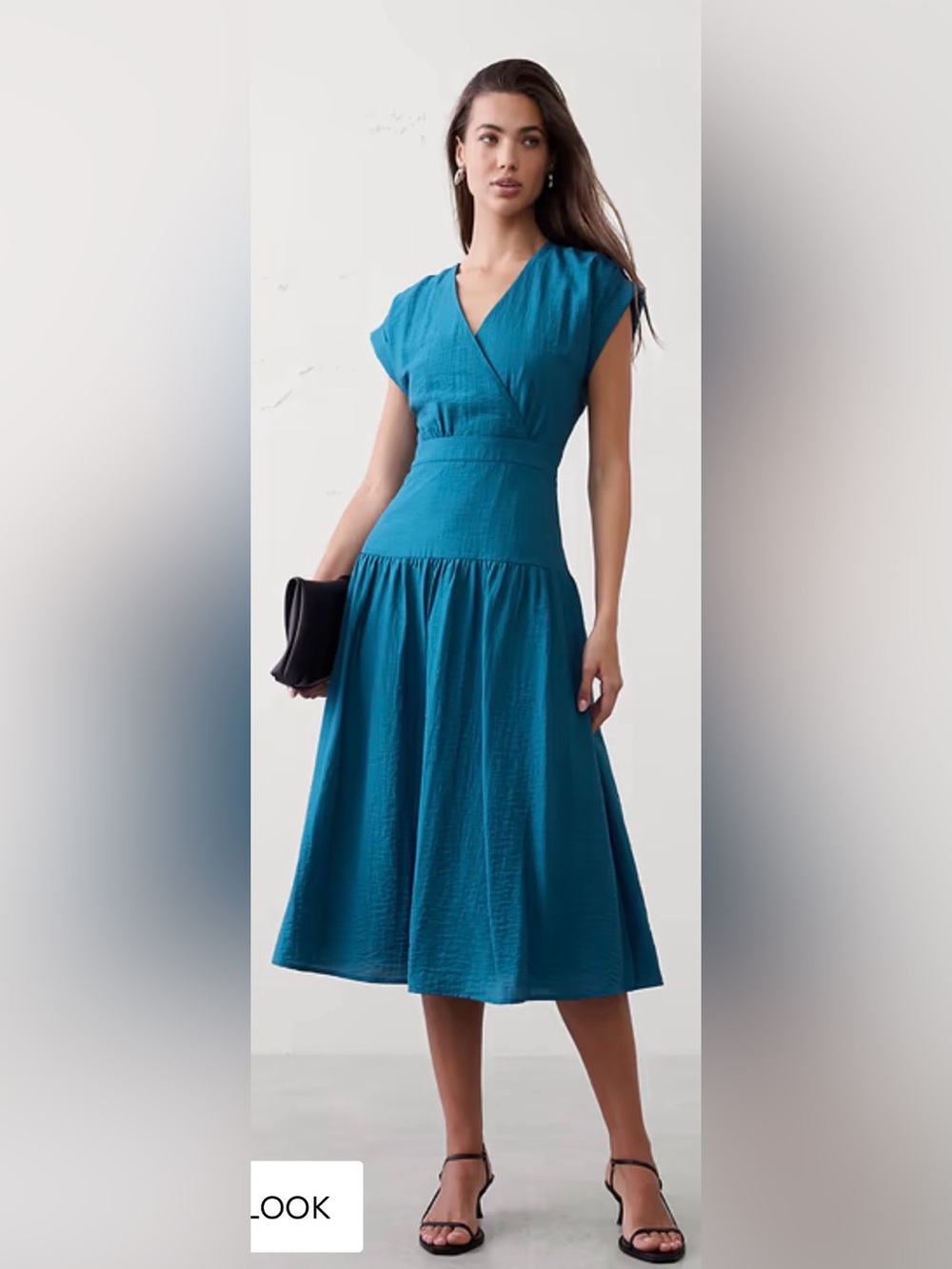 Banana Republic Teal Cap-Sleeve Maxi Dress